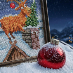 Cross-stitch kit "Goat Delivers Christmas" 14,5*20 cm RTOM1141