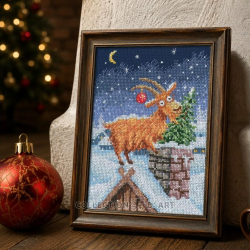 Cross-stitch kit "Goat Delivers Christmas" 14,5*20 cm RTOM1141