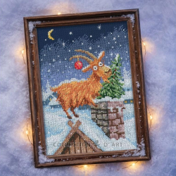 Cross-stitch kit "Goat Delivers Christmas" 14,5*20 cm RTOM1141