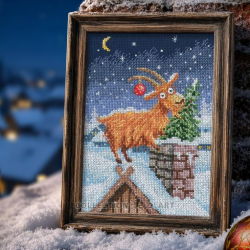 Cross-stitch kit "Goat Delivers Christmas" 14,5*20 cm RTOM1141