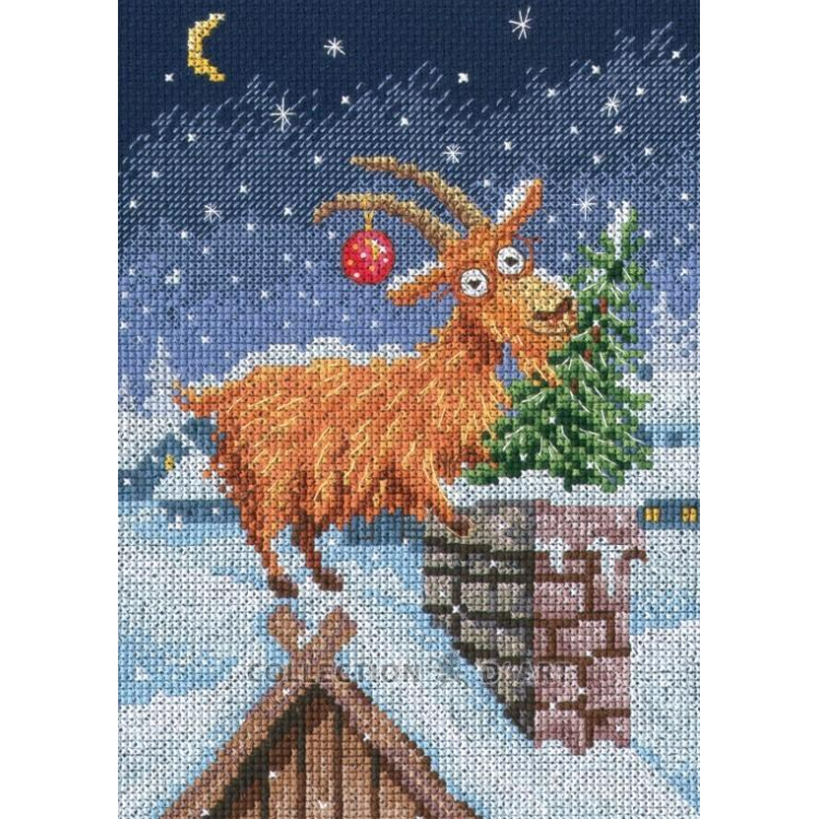 Cross-stitch kit "Goat Delivers Christmas" 14,5*20 cm RTOM1141
