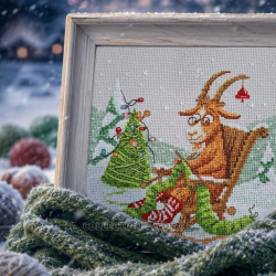 Cross-stitch kit "Goat Knits Christmas" 18,5*18,5 cm RTOM1140