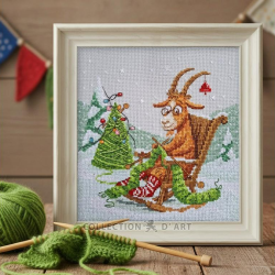 Cross-stitch kit "Goat Knits Christmas" 18,5*18,5 cm RTOM1140