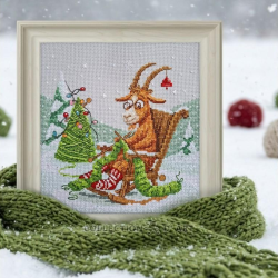 Cross-stitch kit "Goat Knits Christmas" 18,5*18,5 cm RTOM1140