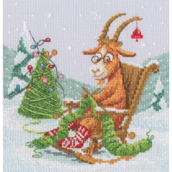 Cross-stitch kit "Goat Knits Christmas" 18,5*18,5 cm RTOM1140