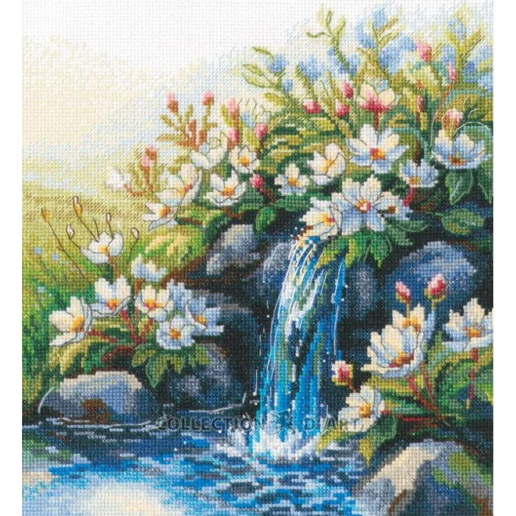 Cross-stitch kit "Anemones by the waterfall" 21*22,5 cm RTOM1120