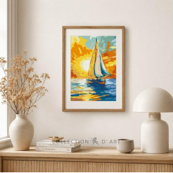 Tapestry kit "Sailboat at sunset" 22x30 cm CDA6340K