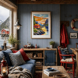 Tapestry kit "Lakeside Chalet" 22x30 cm CDA6343K