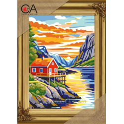 Tapestry kit "Lakeside Chalet" 22x30 cm CDA6343K