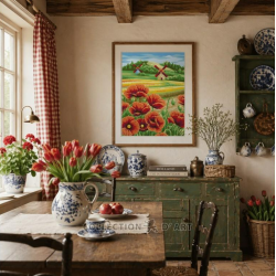 Tapestry kit "Red poppy field" 22x30 cm CDA6344K