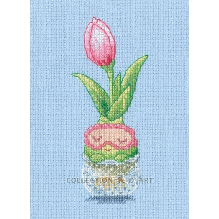 Cross stitch kit "Sleepy tulip" 6x13.5 cm CDABC8151