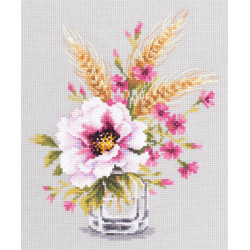 Cross stitch kit  Poppy and Maiden Pinks 18 x 23 cm 100-015