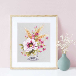 Cross stitch kit  Poppy and Maiden Pinks 18 x 23 cm 100-015