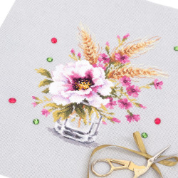 Cross stitch kit  Poppy and Maiden Pinks 18 x 23 cm 100-015
