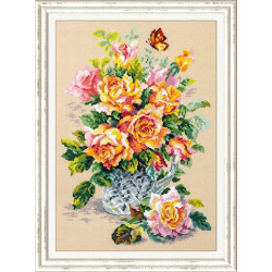 Cross stitch kit  Tea Roses 24 x 34 cm 100-021
