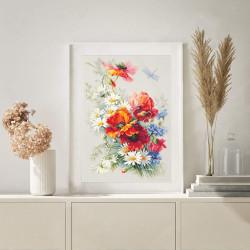 Cross stitch kit  Poppies and Daisies 28 x 39 cm 100-061