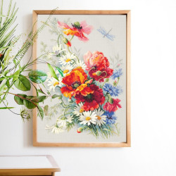 Cross stitch kit  Poppies and Daisies 28 x 39 cm 100-061