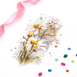 Cross stitch kit  White Daisies 14 x 23 cm 100-103