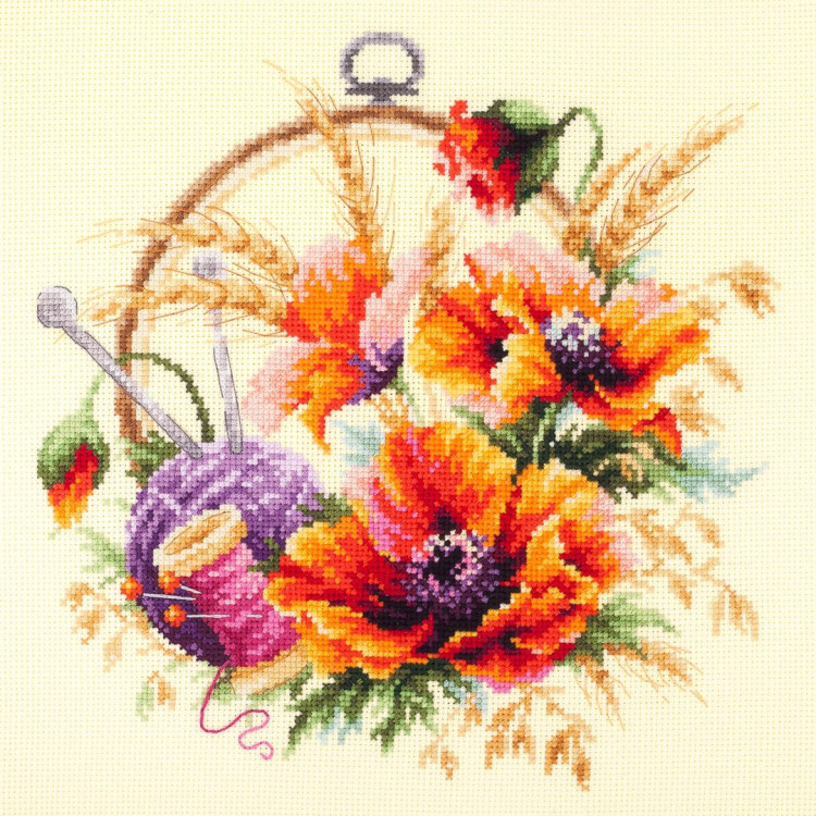Cross stitch kit  Poppies for Needlewoman 25 x 25 cm 100-123