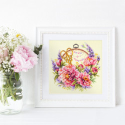 Cross stitch kit Peonies for needlewoman 25 x 25 cm 100-124