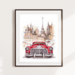 Cross stitch kit  Retro Buick 16 x 20 cm 110-021