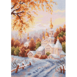 Cross stitch kit  Snow Monastery 15 x 20 cm 110-061