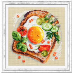 Cross stitch kit  Fried Eggs Toast 16 x 16 cm 120-092