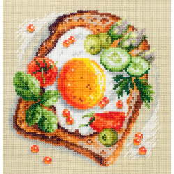 Cross stitch kit  Fried Eggs Toast 16 x 16 cm 120-092
