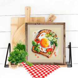 Cross stitch kit  Fried Eggs Toast 16 x 16 cm 120-092