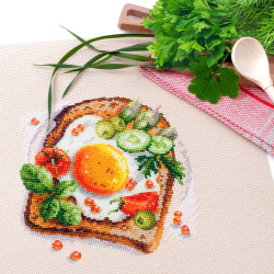 Cross stitch kit  Fried Eggs Toast 16 x 16 cm 120-092