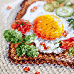Cross stitch kit  Fried Eggs Toast 16 x 16 cm 120-092