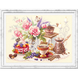 Cross stitch kit  A cup of coffee? 40 x 28 cm 120-203