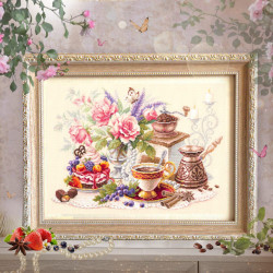 Cross stitch kit  A cup of coffee? 40 x 28 cm 120-203