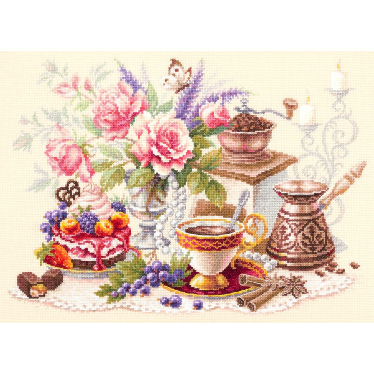 Cross stitch kit  A cup of coffee? 40 x 28 cm 120-203
