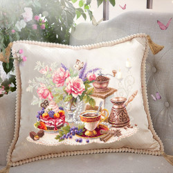 Cross stitch kit  A cup of coffee? 40 x 28 cm 120-203