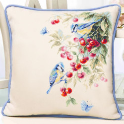 Cross stitch kit  Blue Tits and Cherry 25 x 35 cm 130-021