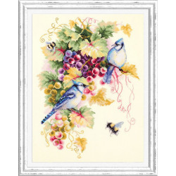Cross stitch kit  Blue Jay and Grapes 25 x 35 cm 130-022