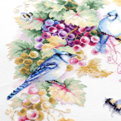 Cross stitch kit  Blue Jay and Grapes 25 x 35 cm 130-022