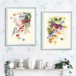 Cross stitch kit  Blue Jay and Grapes 25 x 35 cm 130-022