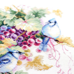 Cross stitch kit  Blue Jay and Grapes 25 x 35 cm 130-022
