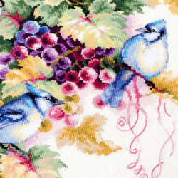 Cross stitch kit  Blue Jay and Grapes 25 x 35 cm 130-022