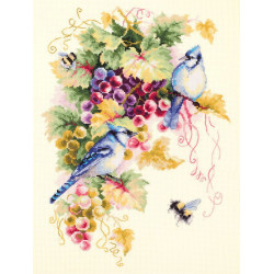 Cross stitch kit  Blue Jay and Grapes 25 x 35 cm 130-022