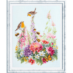 Cross stitch kit  Singing robins 31 x 40 cm 130-032