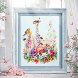 Cross stitch kit  Singing robins 31 x 40 cm 130-032