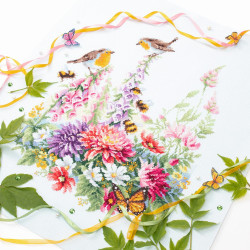 Cross stitch kit  Singing robins 31 x 40 cm 130-032