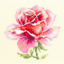 Cross stitch kit  Pink Rose 11 x 11 cm 150-002