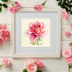 Cross stitch kit  Pink Rose 11 x 11 cm 150-002