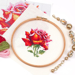 Cross stitch kit  Red Rose 11 x 11 cm 150-003
