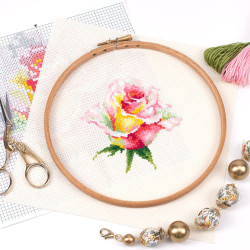 Cross stitch kit  Blooming Rose 11 x 11 cm 150-004