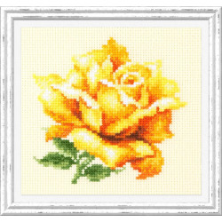 Cross stitch kit  Yellow Rose 11 x 11 cm 150-005